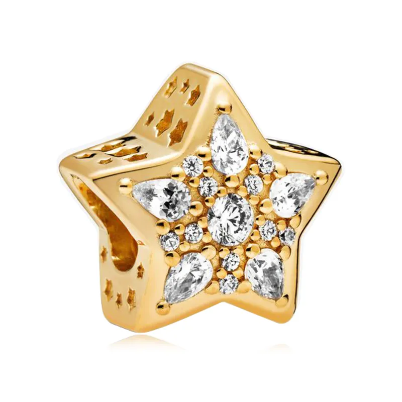New Golden Sun Lion Bee Family Tree Zircon Shiny Beads Suitable for Pandora Charm Silver Bracelet Lady DIY Jewelry