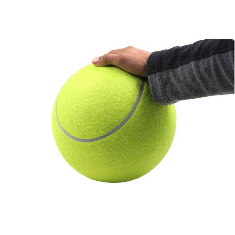 Jouet de morsure pour animaux de compagnie 24CM Balle de tennis géante pour chiens Jouet à mâcher Signature gonflable Mega Jumbo Supplies D2.5 211111