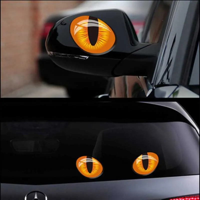 2 шт. / Установите автозавод зеркало заднего вида окна 3D наклейки животных кошка глаза стиль автомобиля капюшон капот виниловые наклейки украшения автомобиля
