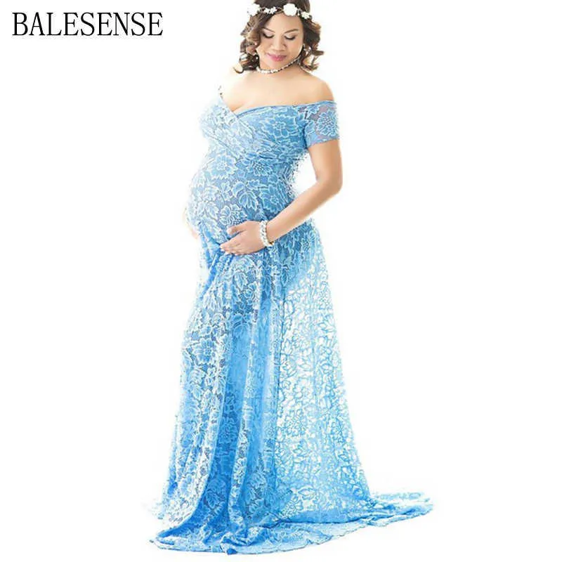 Robes de maternité en dentelle Photo Shoot Femmes enceintes Sexy Col V Maxi Robe Robe Grossesse Baby Shower Photographie Props Vêtements Q0713