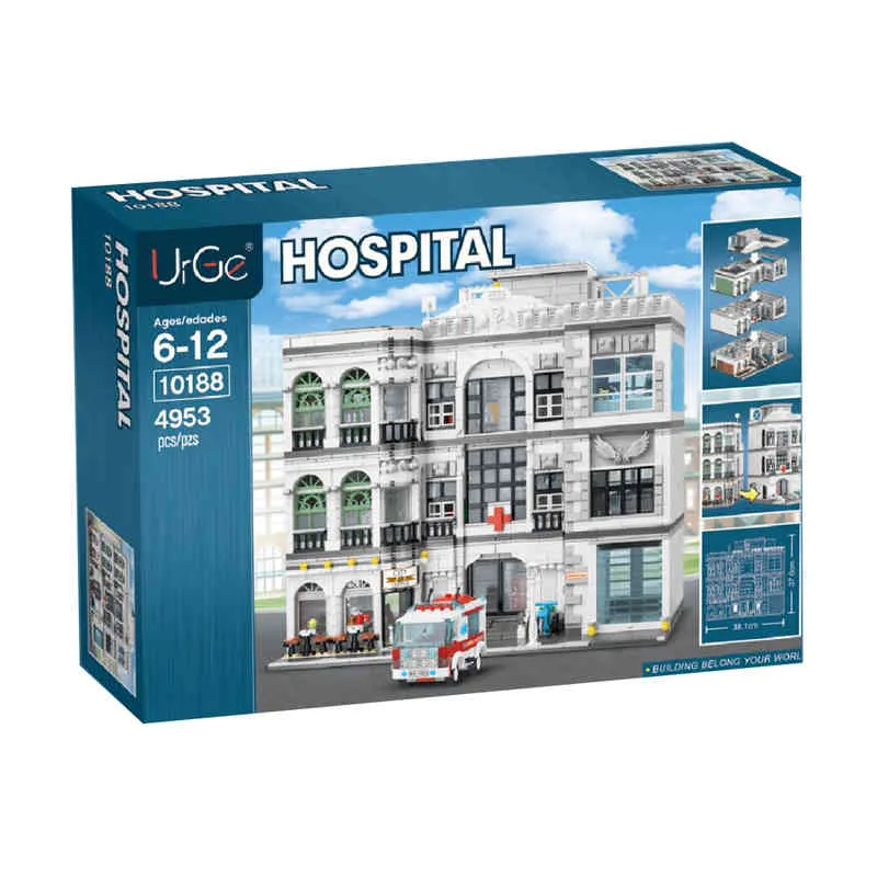어린이 건설 도시 병원 건물 키트 벽돌 조립 병원 모델 빌딩 블록 208p를위한 교육 장난