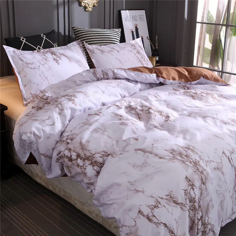 Marmor mönster sängkläder set polyester sängkläder täckning set 3 st tvilling dubbel drottning quilt täcker säng linne duvet täckning inget ark ingen fill221o