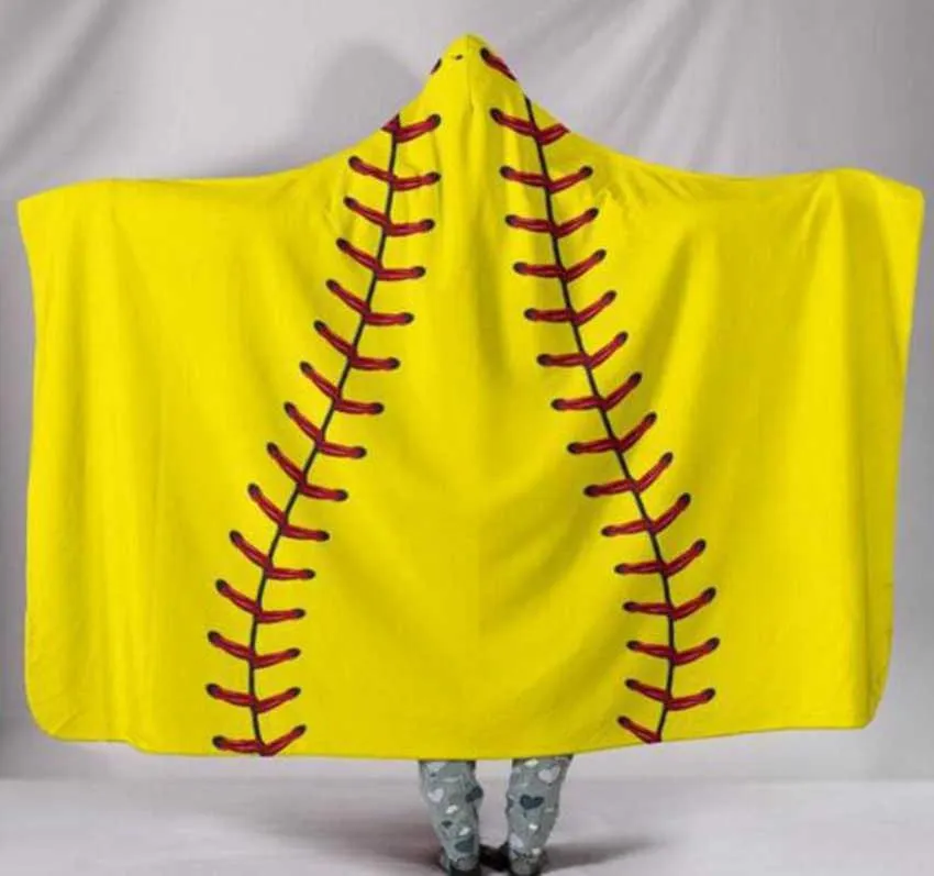 Couverture à capuche de Baseball pour enfants, serviette de plage de Football, doublure Sherpa, thème sportif, bain de Softball, couverture d'emmaillotage 150x130CM dfb