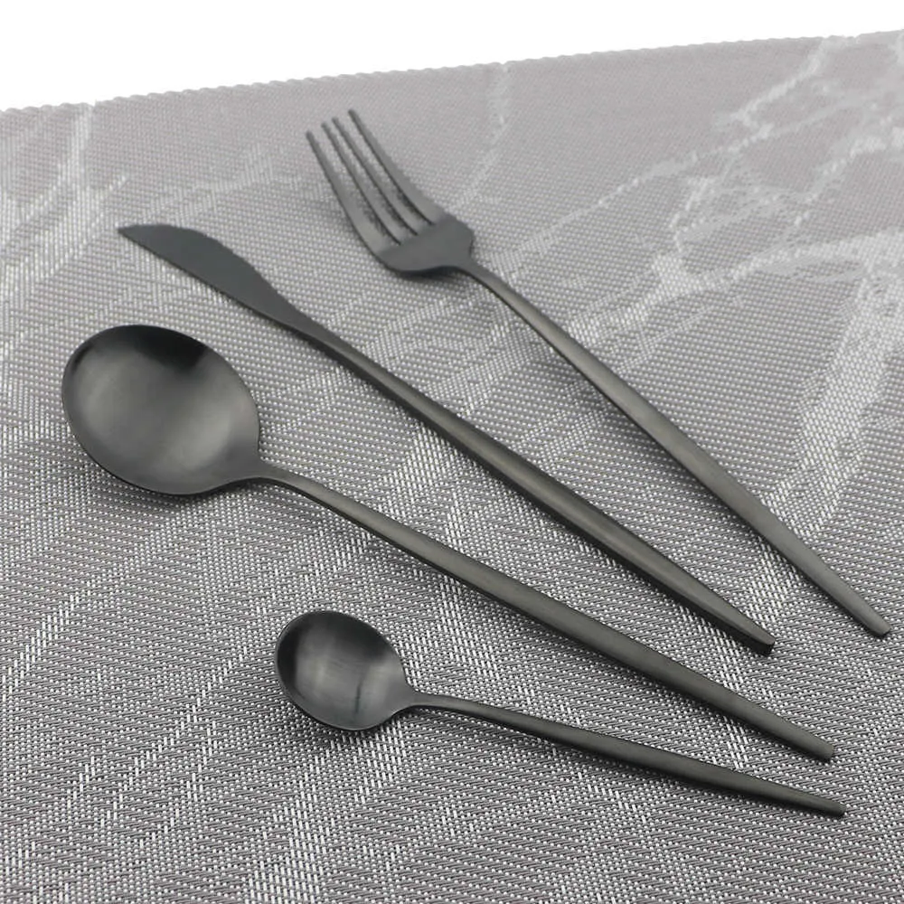 Ensemble de couverts en or mat ensemble de vaisselle en acier inoxydable couteaux fourchettes cuillères argenterie ensemble de vaisselle occidentale accessoires de cuisine Y073123721