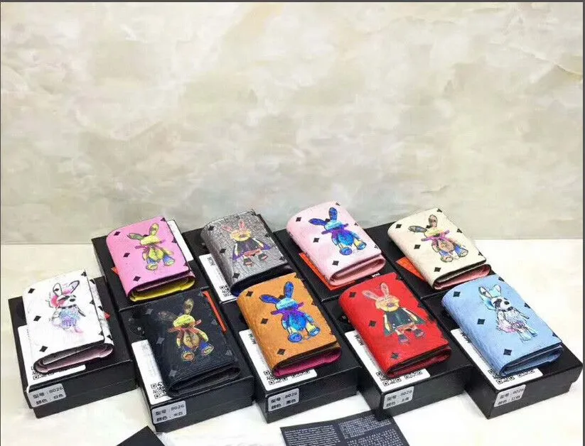 Moda coreana 3D Cartoon Rabbit Impreso Billetera de alta calidad Case M Casinos de recolección284n