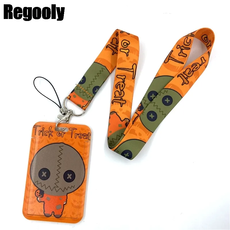 Halloween Trick or Treat Lanyard Credit ID Titulaire Sac Étudiant Femmes Voyage Carte Couverture Badge Voiture Porte-clés Cadeaux Accessoires