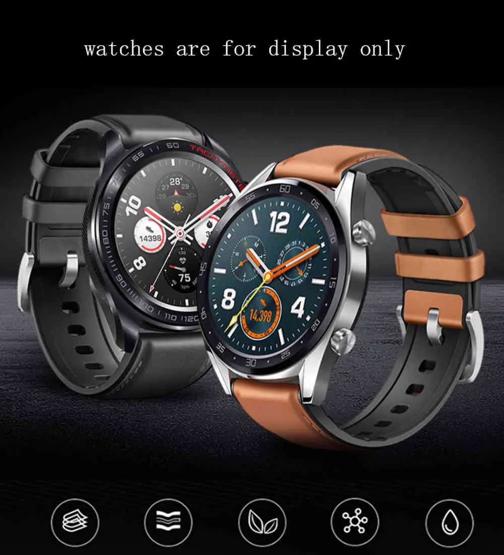 Bracciale in pelle da 22 mm + silicone 2 in 1 cinturino nero marrone blu Adatto accessori smart watch Huawei GT/Pro