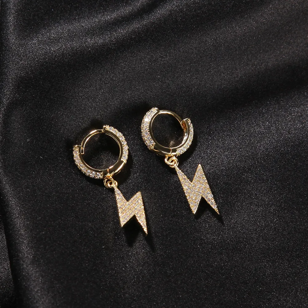 Męskie złote kolczyki Błyskawiczne damskie srebrne nurkowane hoop kolczyki moda biżuteria biodra 265h