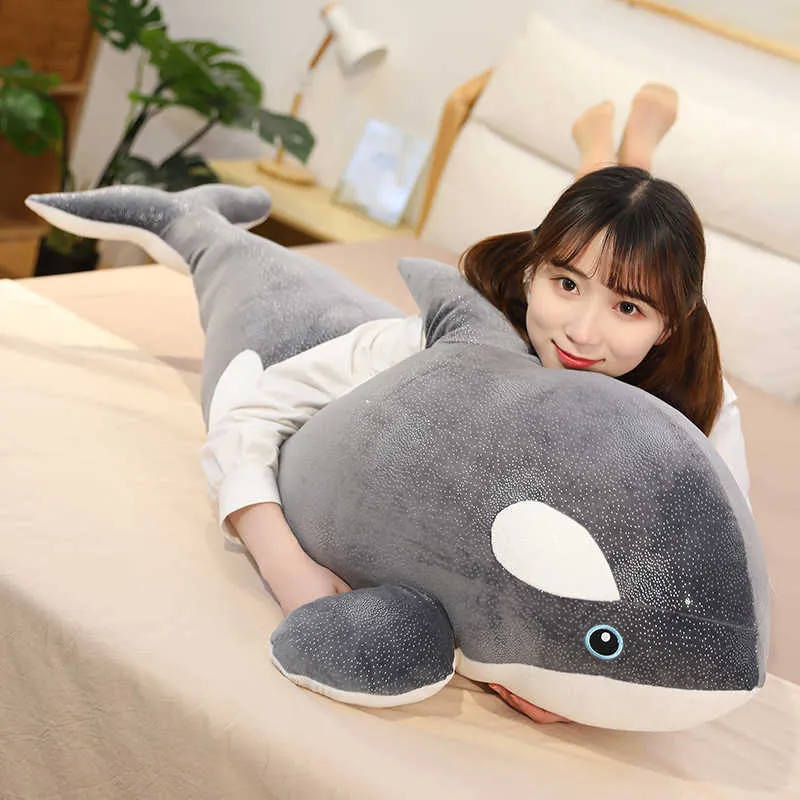 Whale Plush Toys Sleeping Pillow Travel Companion Toy Cute Stuffed Animal Fish 210728