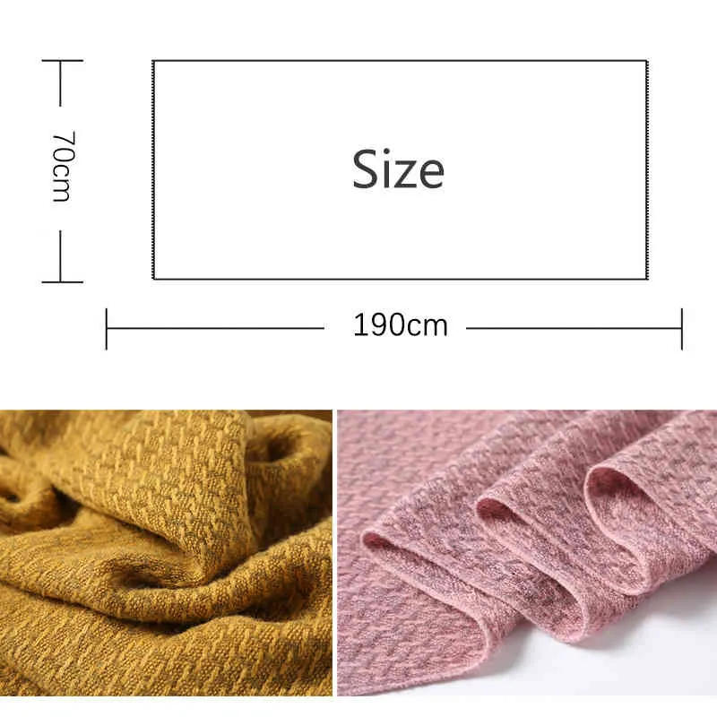 2021 Winter Schal Frauen Feste Kaschmir Gestrickte Pashmina Dicke Schals Dame Wraps Weibliche Warme Foulard Neck Schals Schlepptau Seite