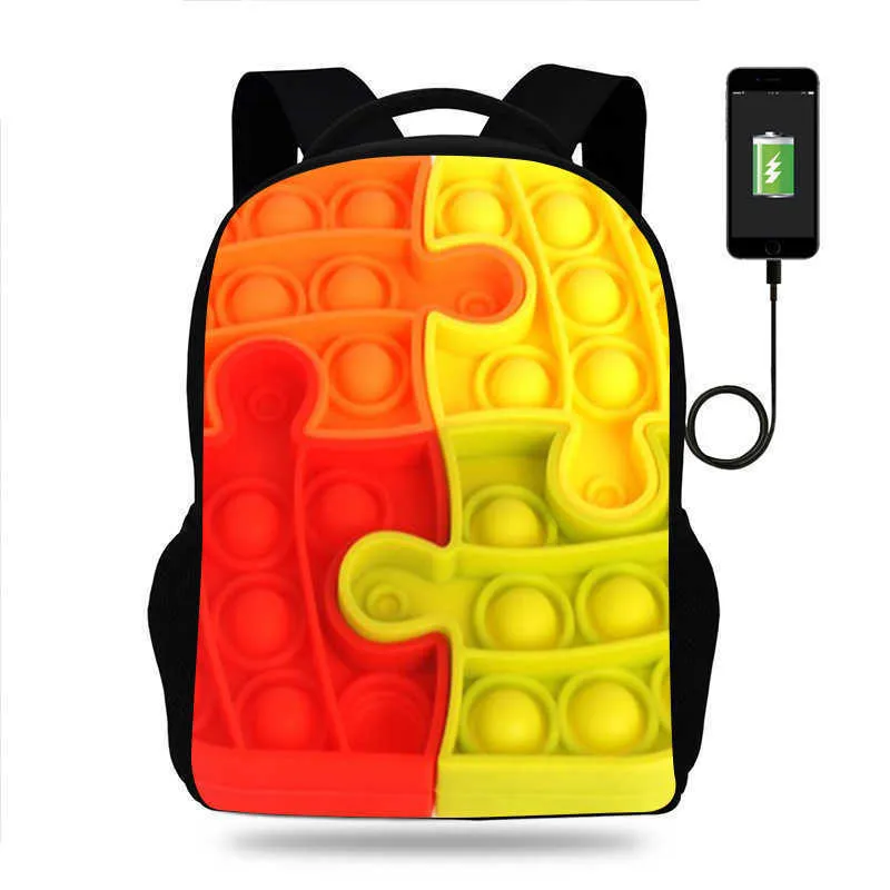 12 couleurs / DHL Push Pops Bubble Sac à dos imprimé Sac à dos 17 pouces pour enfants BAGLE SCHOOL SCHOOL PACK USB CHARING EARPHE PORT BACKPACKS G87085K8868782