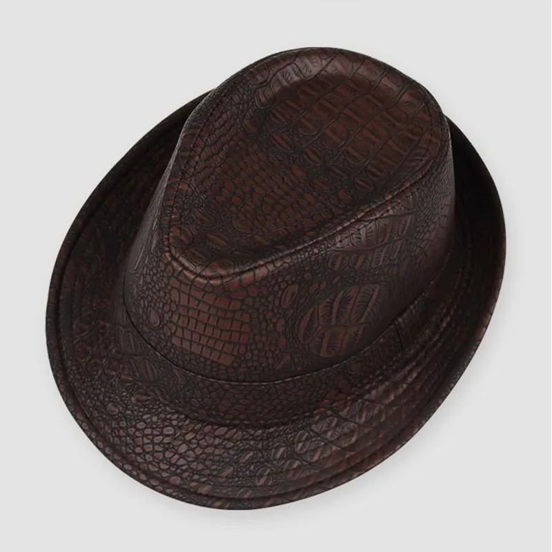 Fibonacci Hats For Men England Fedora Jazz Hat Mans Vintage PU Leather Winter Panama Cap Bowler Hat Cap Classic Version Gentlema221g