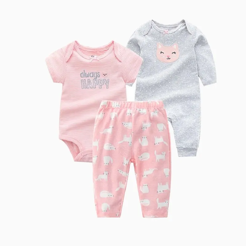 BÉBÉ FILLES CARTOON VÊTEMENTS à manches longues licorne combinaison + barboteuse + pantalon nouveau-né hiver ensemble nouveau-né tenue garçon vêtements coton 210309