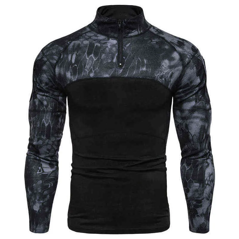 2021 New mens Camouflage Tattico Abbigliamento Militare Camicia Da Combattimento Assalto manica lunga Maglietta Stretta Costume Dell'esercito G1229