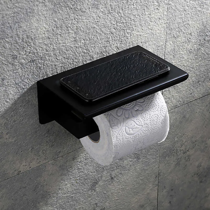 Porta carta igienica in acciaio inossidabile spazzolato nero lucido cromato a specchio bianco Top Place Things Platform 4 Choices 210720