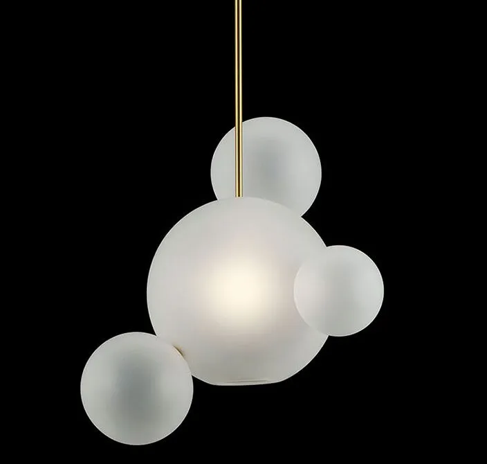 Lampe suspendue nordique à boule de verre postmoderne, luminaire décoratif d'intérieur, idéal pour une salle à manger, un salon, un café ou un bar, design de styliste, Hanglamp189s