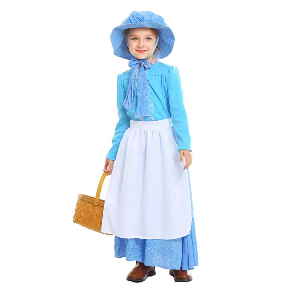 Dziewczyna Kids Maid Dress Cosplay Alice Fancy Dress Dorothy Strój Pastoralny Styl Masteczkowy Brandmother Costume 210317