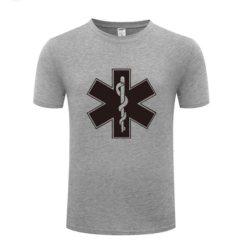 T-shirt da uomo da uomo tecnico di emergenza EMT T-shirt manica corta o collo T-shirt casual in cotone Top Tee 210629
