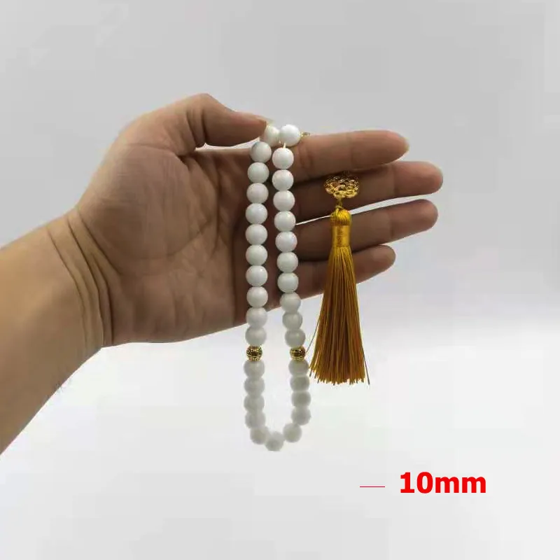 TASBIH 2021 Islamska Moda Produkt Biały Ceramiczny Muzułmański Misbaha Różaniec Koralik Bransoletka Arabski Eid Gift Biżuteria Akcesoria