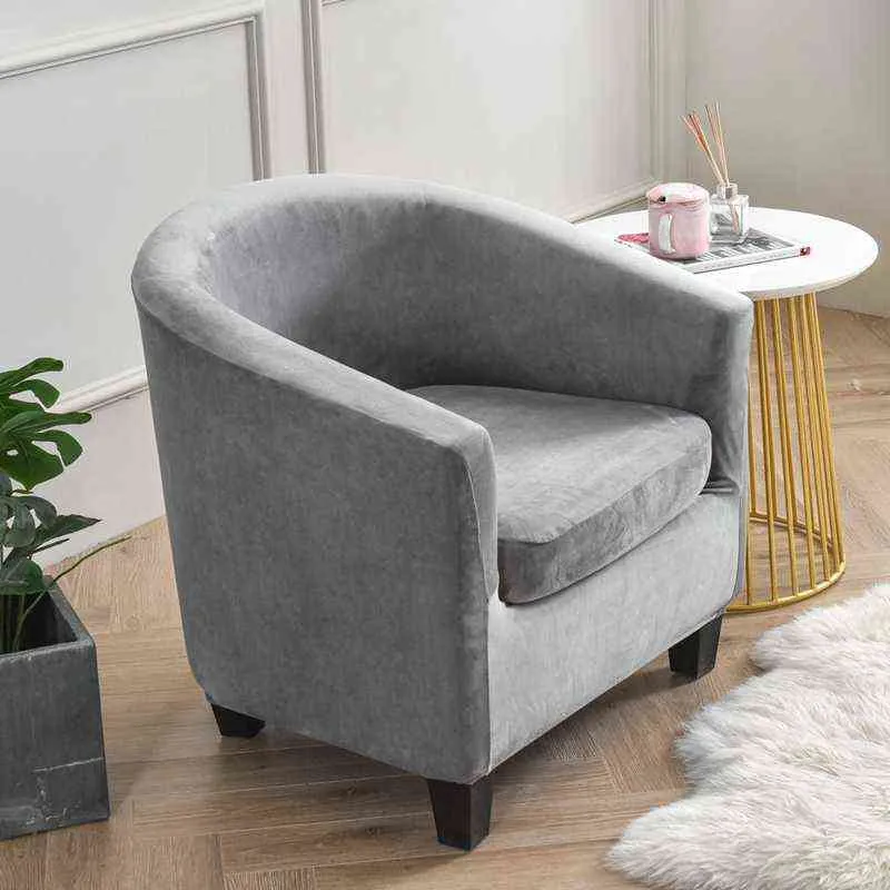 Velvet Club Chair Cover Elastic Tub Armchair Seat Removable Sofa Slipcovers for Bar Counter Bathtub s 211116