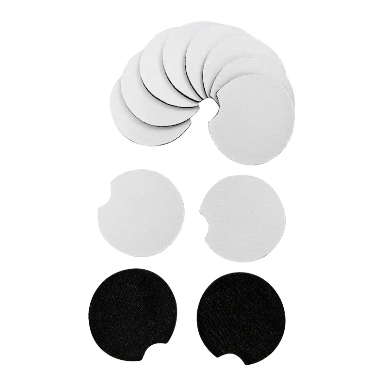 白い黒のデザインの吸収性の丸い布は飲み物のためのネオプレンの車のコースターの車のカップマットのマット