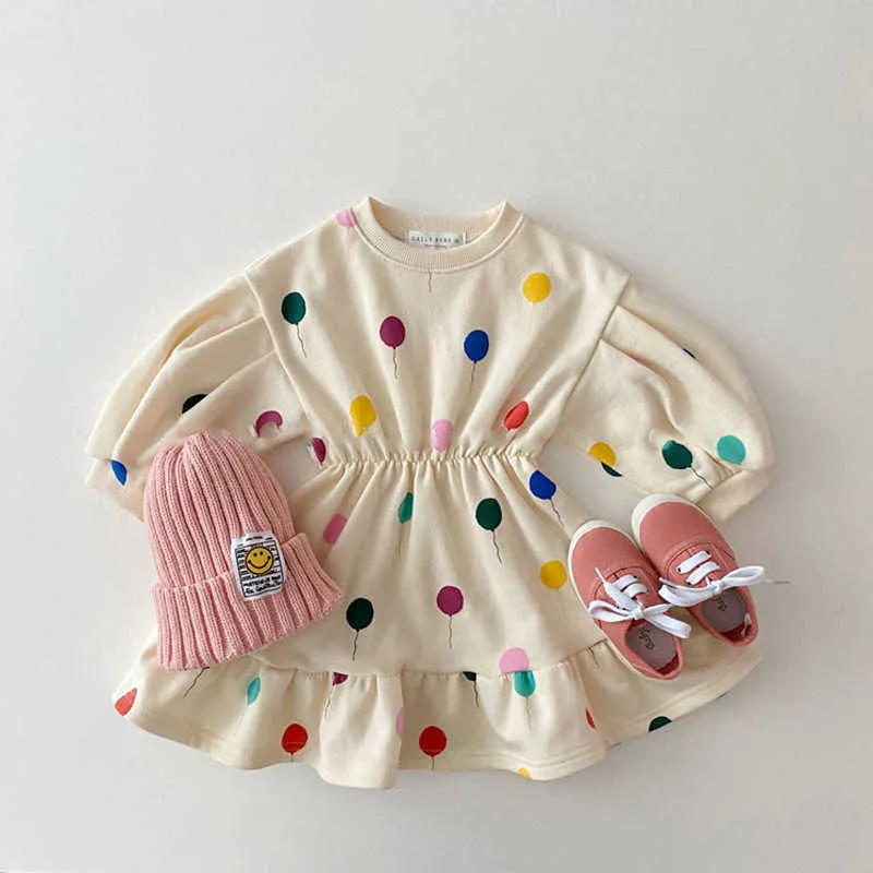 Coréen bébé enfants ballon imprimer vêtements ensembles filles garçons coton sweats + pantalons survêtement enfants vêtements 211224