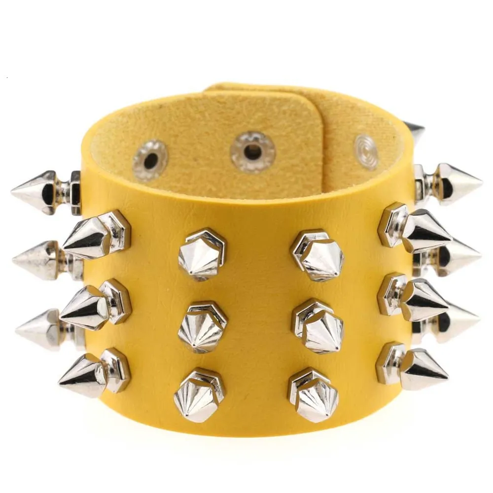 Punk non grand public exagéré rivet rivet à trois rangées Bracelet en cuir 7716507