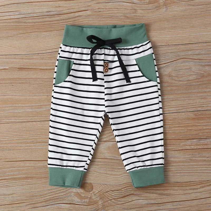 Spring children wear bear boys girls long sleeve T-shirt stripe pants fashion casual suit kids clothes E91252 210610