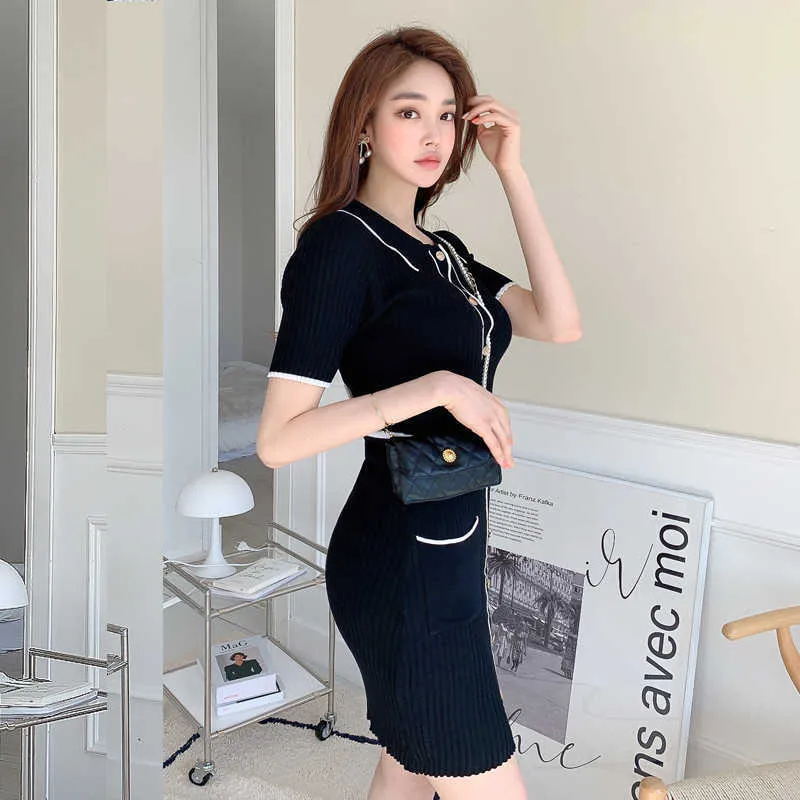 Koreanska sommar Kvinnors Casual Chic Pullover Toppar + Runway Hög midja Elegant Slim Pläterade Kjolar Set Suit 210529