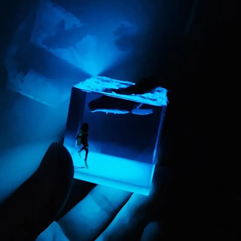 Nachtlichter Schlafzimmer Dekoration DIY Ozeanwal Buckel Harz Harz Leuchte Innennettplat