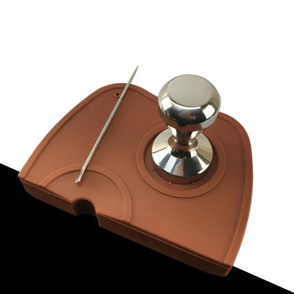 Espresso Coffee Tamper Mat Silicon Rubber Corner Slip Resistant Pad Tool Holder Barista Tamping 210309258P