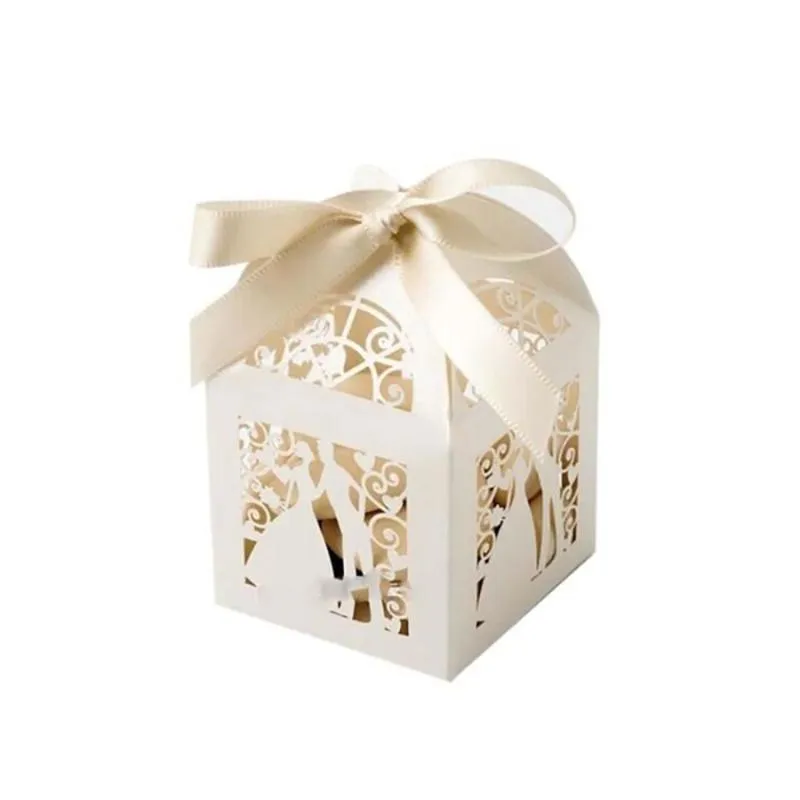 Подарочная упаковка, набор из 100 шт., коробки для свадебных сувениров, бумажная коробка для конфет с лентой, свадебные украшения для детского душа, Supplies267U