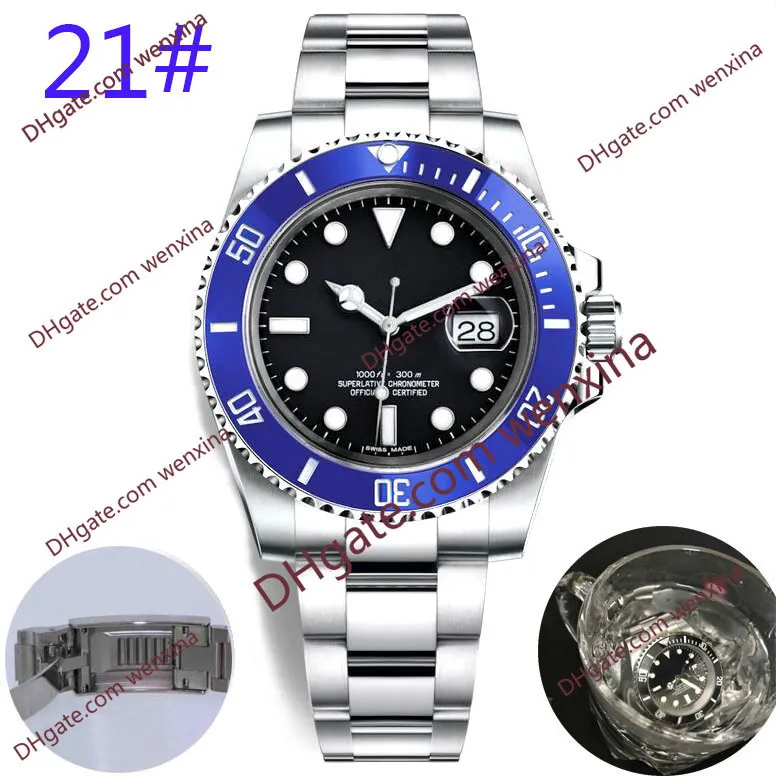 20 kolorowy nowy zegarek Top Men 41 mm Automatyczne wysokiej jakości zegarek niebieski ceramiczny pierścień wodoodporny męski mechaniczny Orologio di Lusso nadgarstek225U