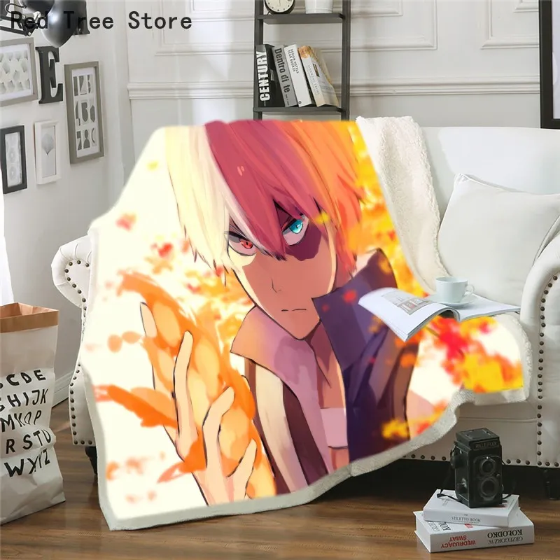 My Hero Academia Collage Anime 3D couverture polaire floue chaude jette printemps hiver canapé canapé couverture en peluche Portable