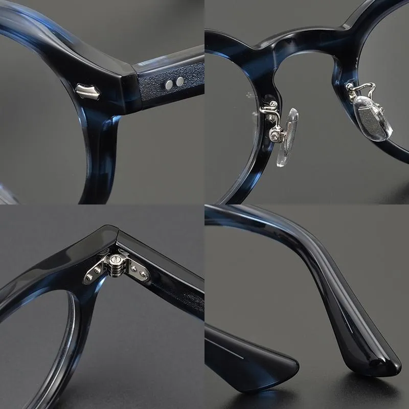 Mode solglasögon ramar japan handgjorda retro runda optiska glasögon ram män kvinnor vintage cirkel acetat myopia recept327o