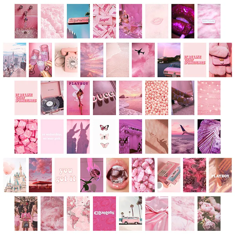 Pink Aesthetic Picture for Wall Collage Print Kits Warm Color Room Decor for Girls Wall Art Prints for Room Dorm Poster 210310