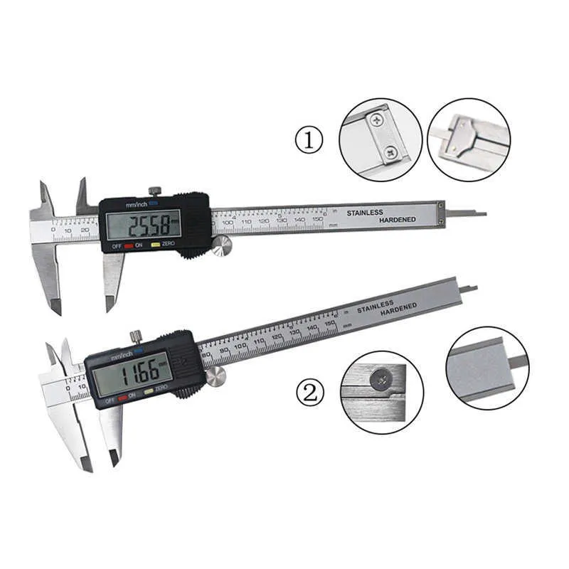 Pied à coulisse numérique 6 pouces 150mm en acier inoxydable micromètre électronique outils de mesure de profondeur 210810