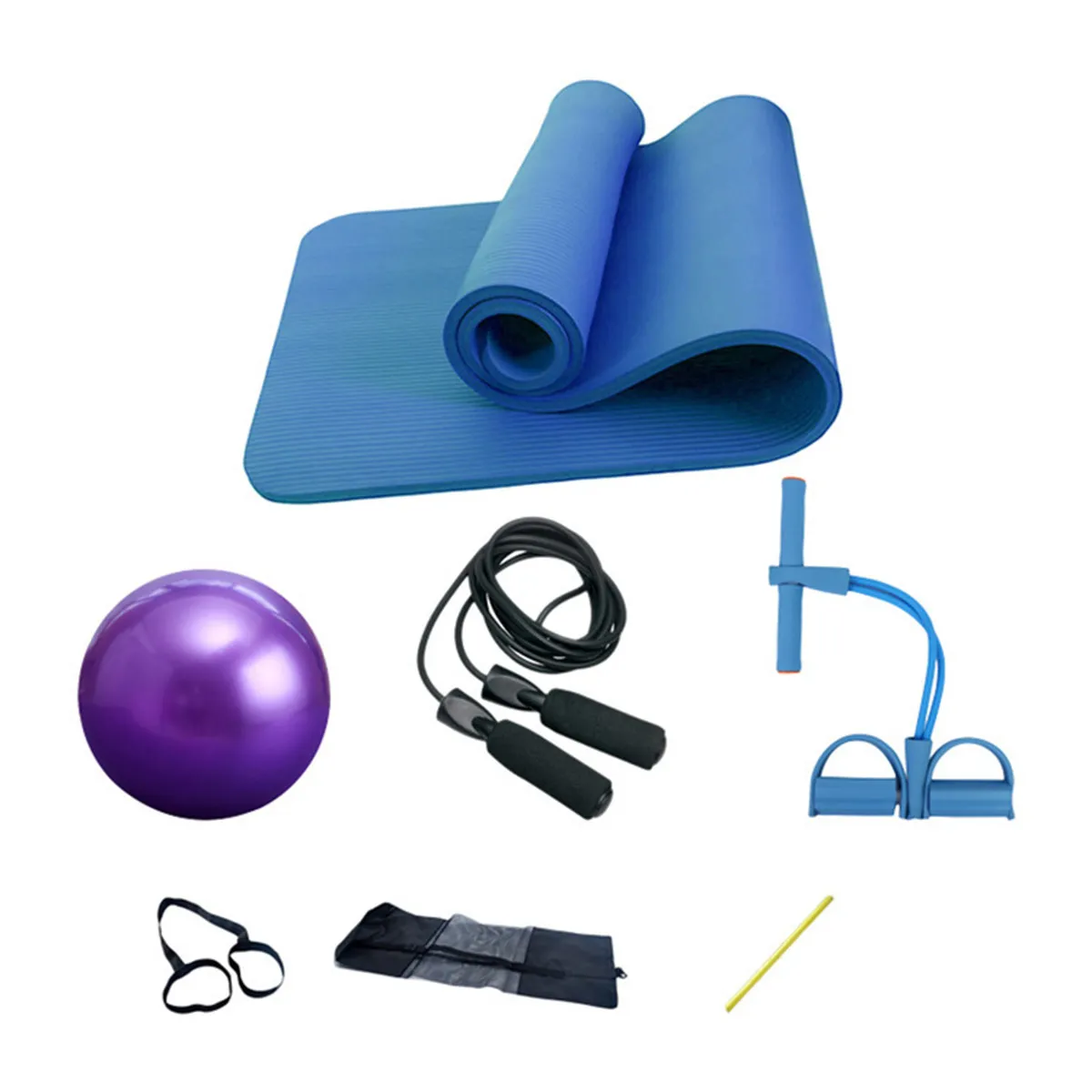 Yoga eller Pilates Set Kit 10mm tjock yogamatta 25 cm gummi BA 2 Rems Jump Rope C02234736363