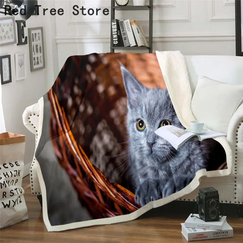 Animal Series Thicken Blanket 3D Digital Printing Cat Sofa Couch Throw Cover Flannel Blankets Children Adult Bedding Gifts