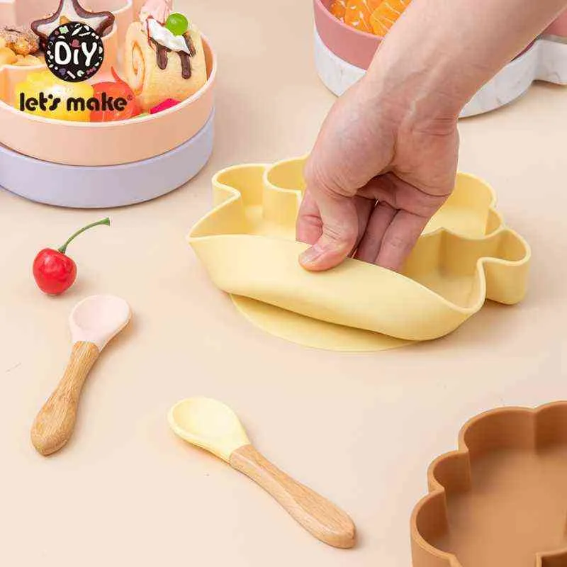 Let's Make Baby Tableware Piatto di pecora in silicone Alimentazione bambini Food Grade BPA Free Ciotola antiscivolo Regalo Prodotti bambini Baby 211027