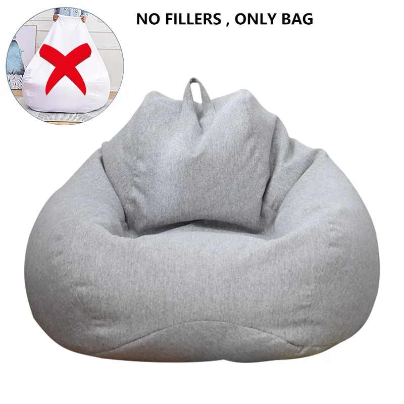 Copridivano pigro Coprisedia solido senza imbottitura Panno di lino Lettino Sedile Bean Bag Pouf Puff Couch Tatami Soggiorno Beanbags 220218