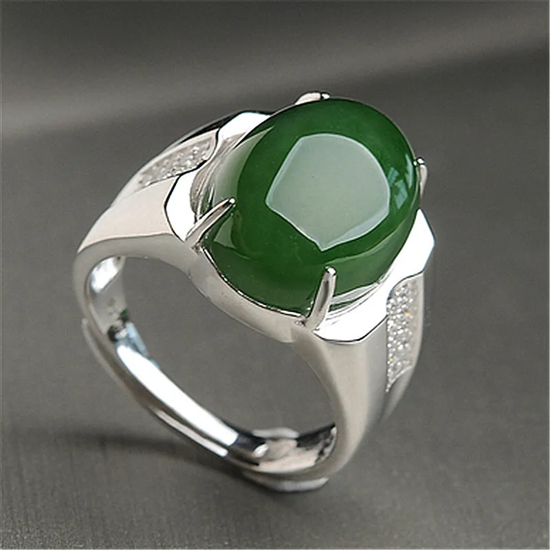 Vintage Green Jade Emerald Gemstones Diamantes Anéis Para Homens Mulheres Branco Ouro Prata Cor Baqueta Jóias Acessório Turquia Presentes