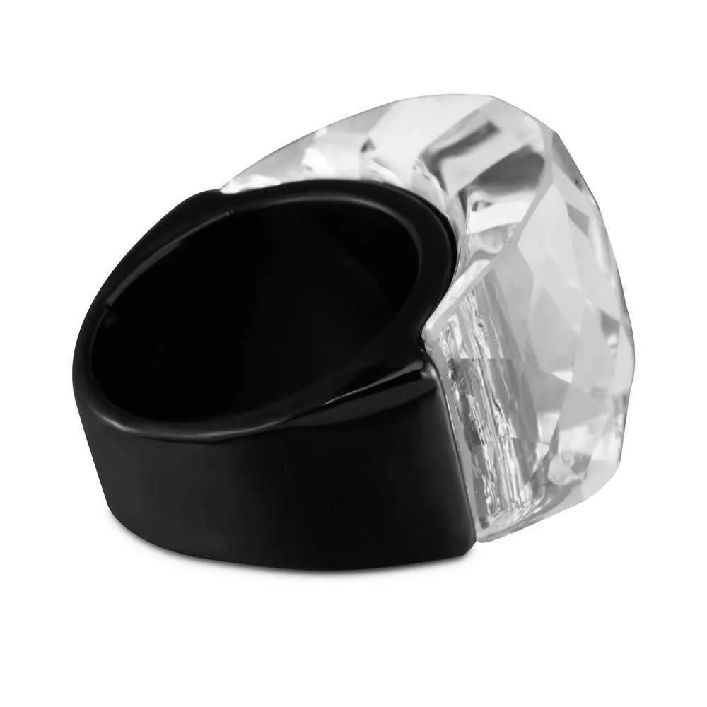 Zmzy Fashion Black Grands anneaux pour femmes Bijoux de mariage Big Crystal Stone Ring 316L Anillos en acier inoxydable 210701275T