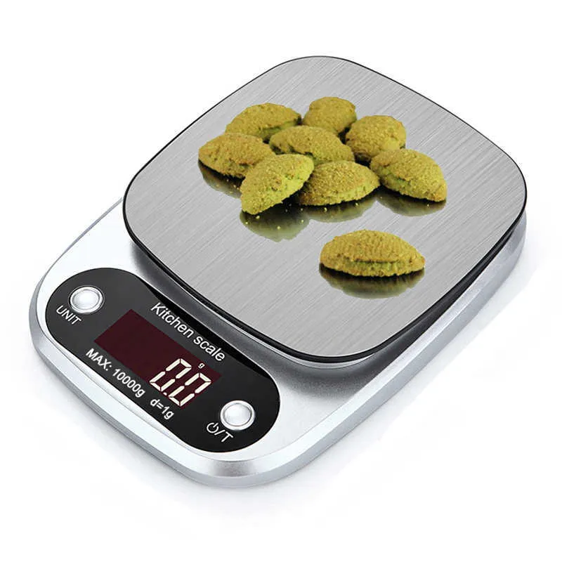 Balance de cuisine électronique 22lb / 10kg en acier inoxydable balance alimentaire numérique pour la cuisson de cuisson avec écran LCD 210927