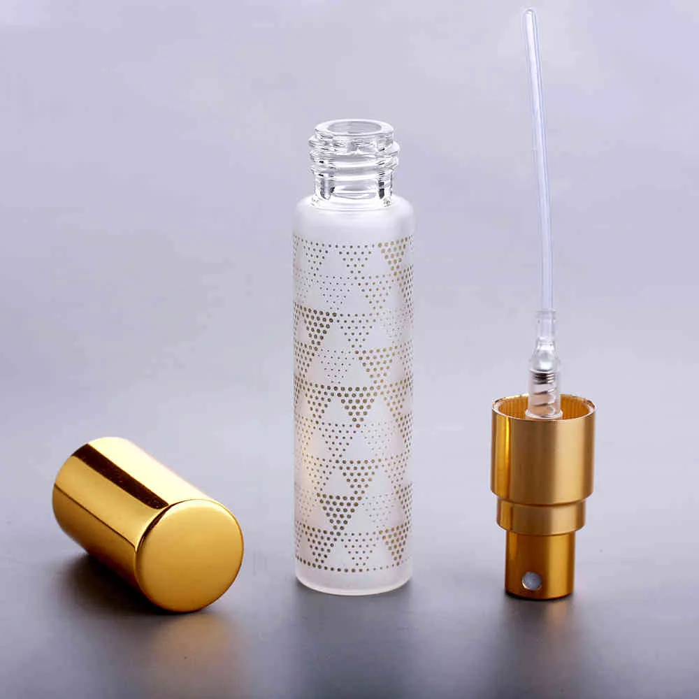 10ml Frosted glass Atomizer Bottle Colored dots Aluminum cap Spray Perfume Bottle Travel Bottles Container