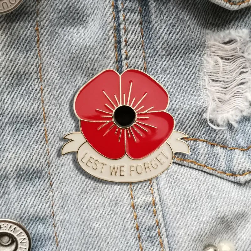 Pins Brooches RSHCZY Red And Purple Poppies For Women Vintage Enamel Pins Backpacks Hat Bag Jewelry Gift Scarf Buckle2880