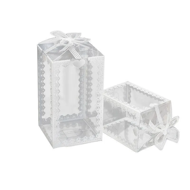 Geschenkverpackung 10/50 Stück durchsichtige PVC-Box Hochzeit Weihnachten Party Gunst Kuchen Süßigkeiten Schokolade Kunststoffverpackungsboxen Transparente Blume Cas215s