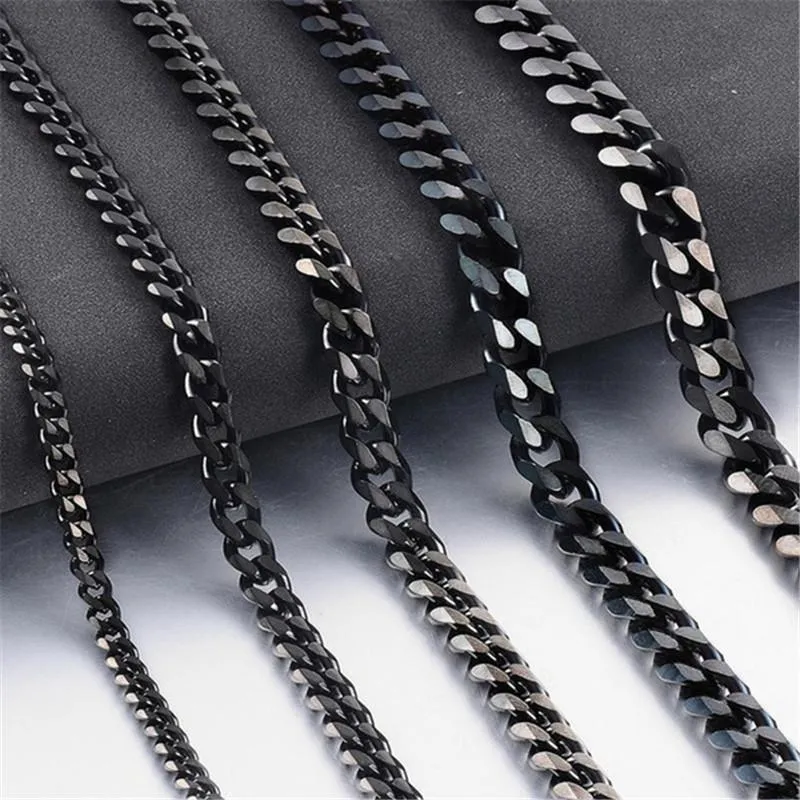 Zincirler 5 adet çok punk kolye erkekler için kadınlar için curb cuban bağlantı zinciri chokers unisex vintage siyah altın ton katı metal 3179