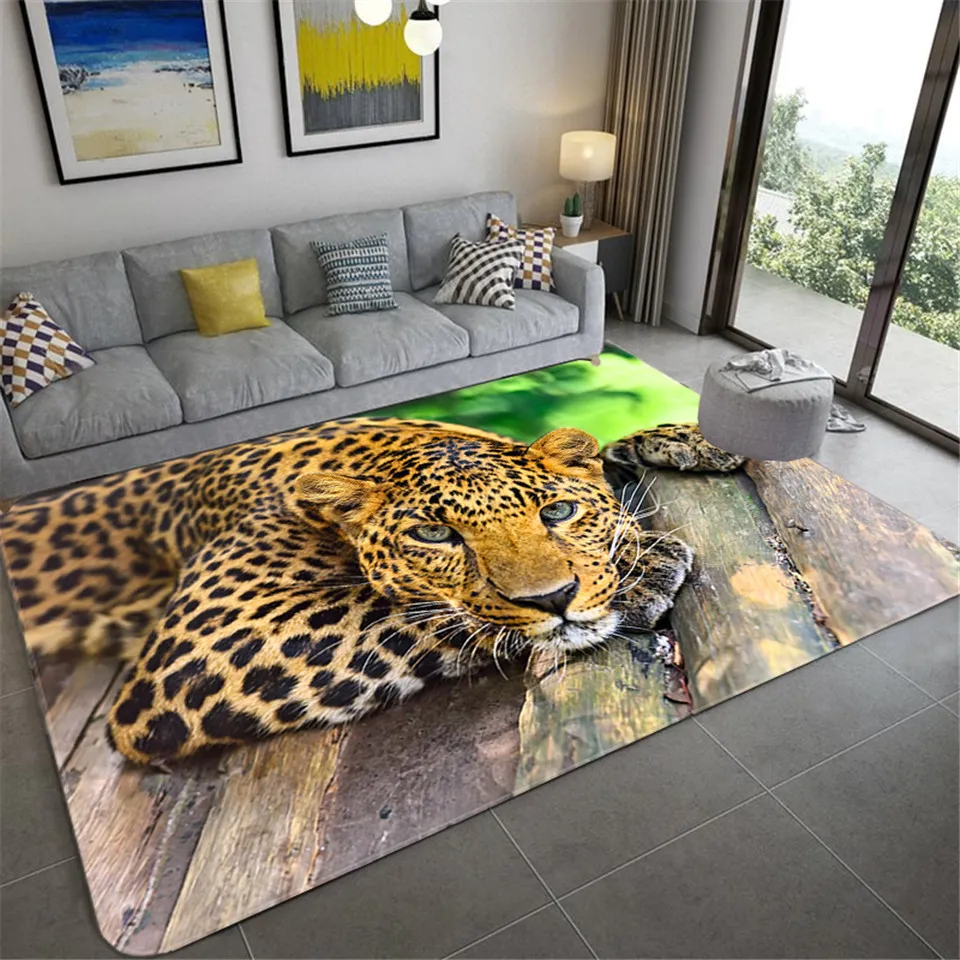 3D Leopard Pattern Grandi tappeti soggiorno Tappeti animali di lusso Camera da letto Morbida spugna Bagno Tappetino da cucina Zerbino 210317