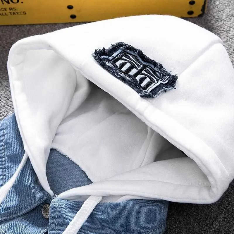 Marka Mężczyźni Denim Kurtka Streetwear Hip Hop Męskie Kapturem Kurtki Jean Mężczyzna Casual Luźna Odzieżowiec Wiosna Moda 210818